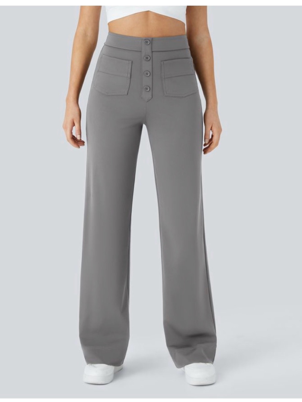 HALARA DayStretch High-Waist Wide-Leg Casual Pants in Gray